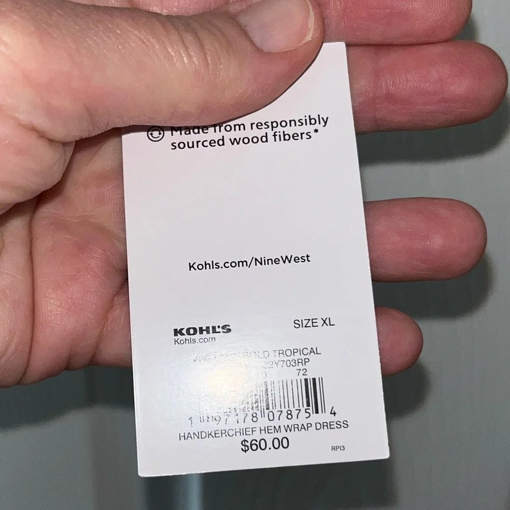 Nine West Asymmetrical Belted Dress in Blue and Yellow XL NWT - Picture 2 of 7